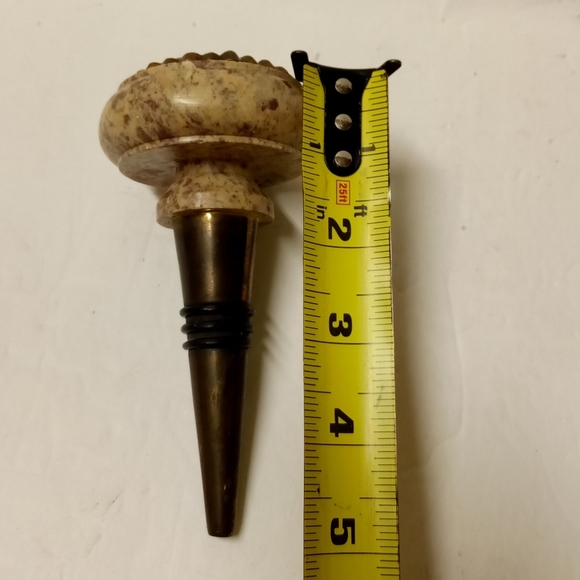 Vintage Marble Wine Stopper with Orange Decorative Rhinestones & Gold Metal - Picture 6 of 8